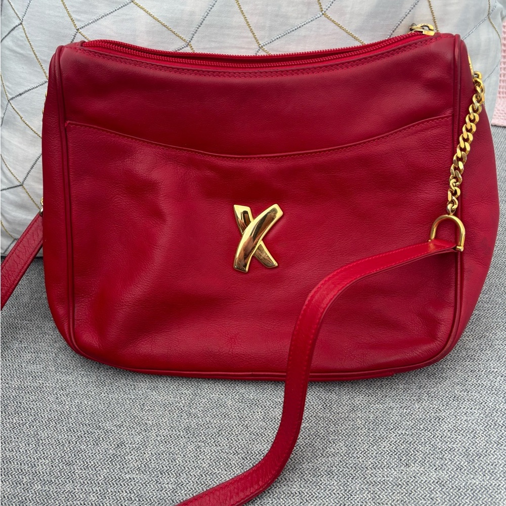 Paloma Picasso Red Leather Gold Chain Crossbody vintage Bag